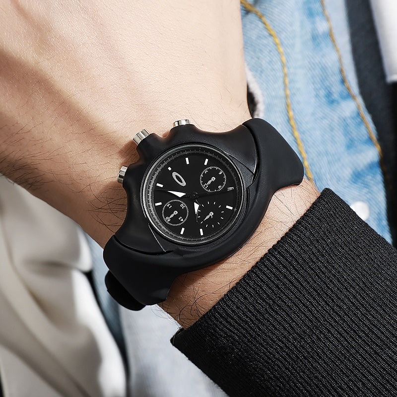 Unisex Quartz Watch With Square Dial, Silica Gel Strap, Pin Buckle, And Ordinary Glass Mirror Material