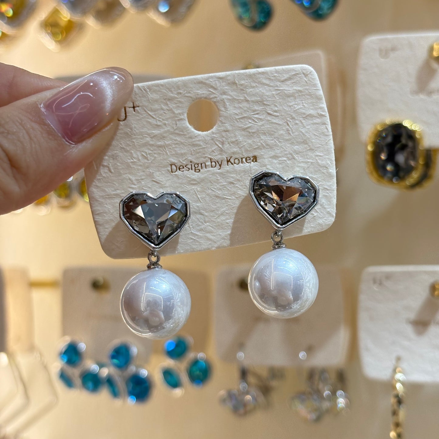 Heart Shape Stud Earrings For Women With Multicolor Zircon Inlay In Simple Style Alloy