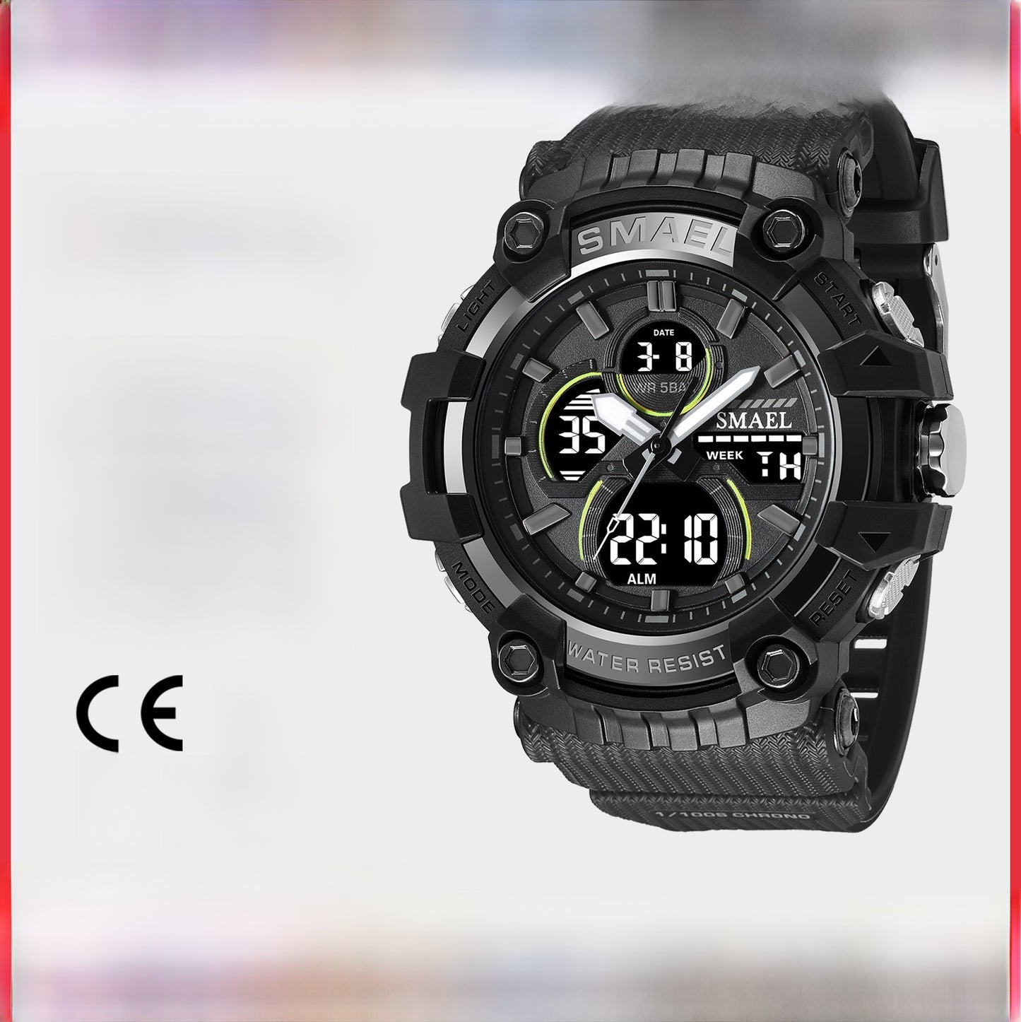 Men's Quartz Watch With Round Dial Featuring Pointer And Number Display, TPU Strap With Pin Buckle