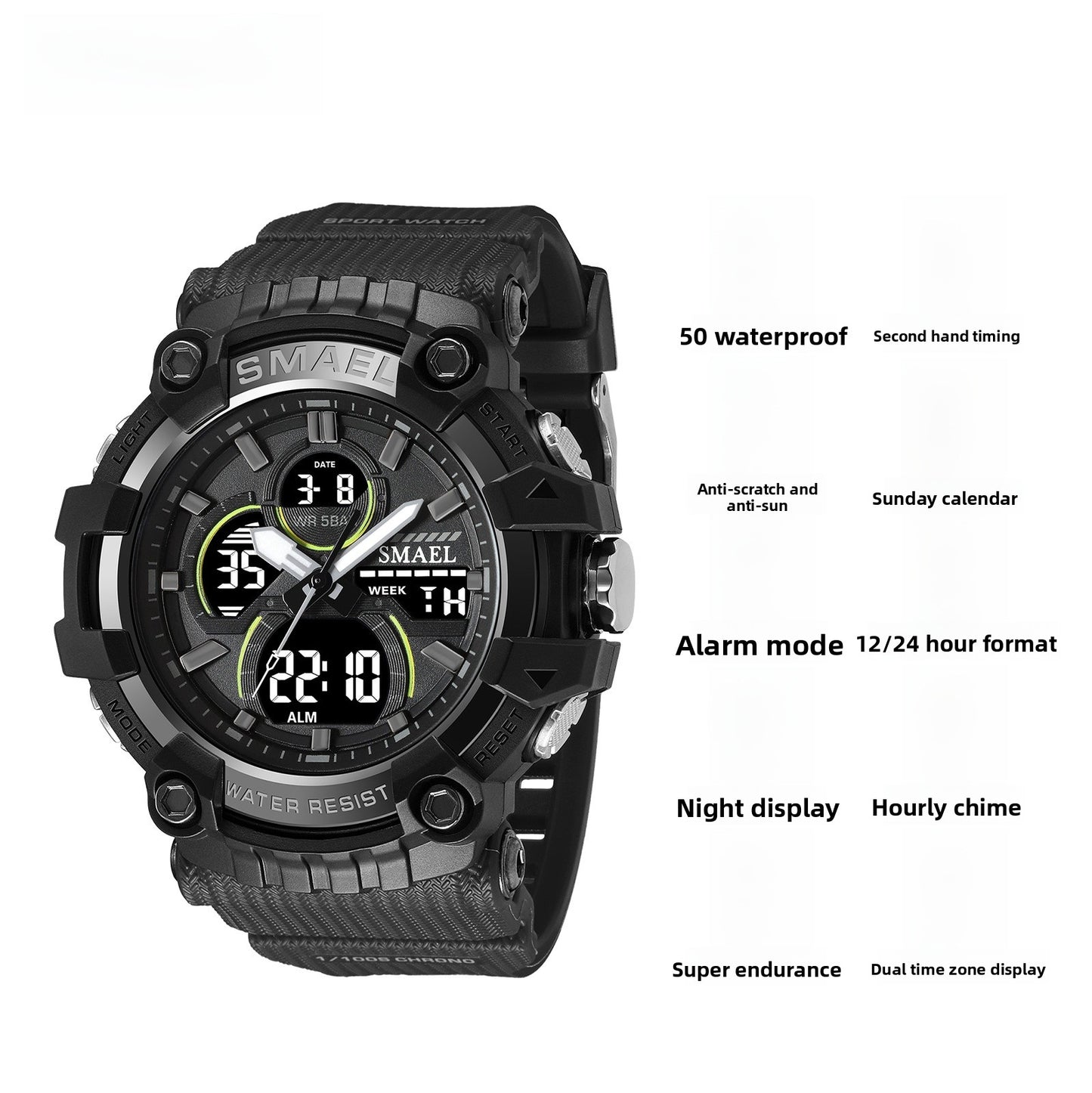 Men's Quartz Watch With Round Dial Featuring Pointer And Number Display, TPU Strap With Pin Buckle
