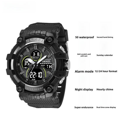 Men's Quartz Watch With Round Dial Featuring Pointer And Number Display, TPU Strap With Pin Buckle