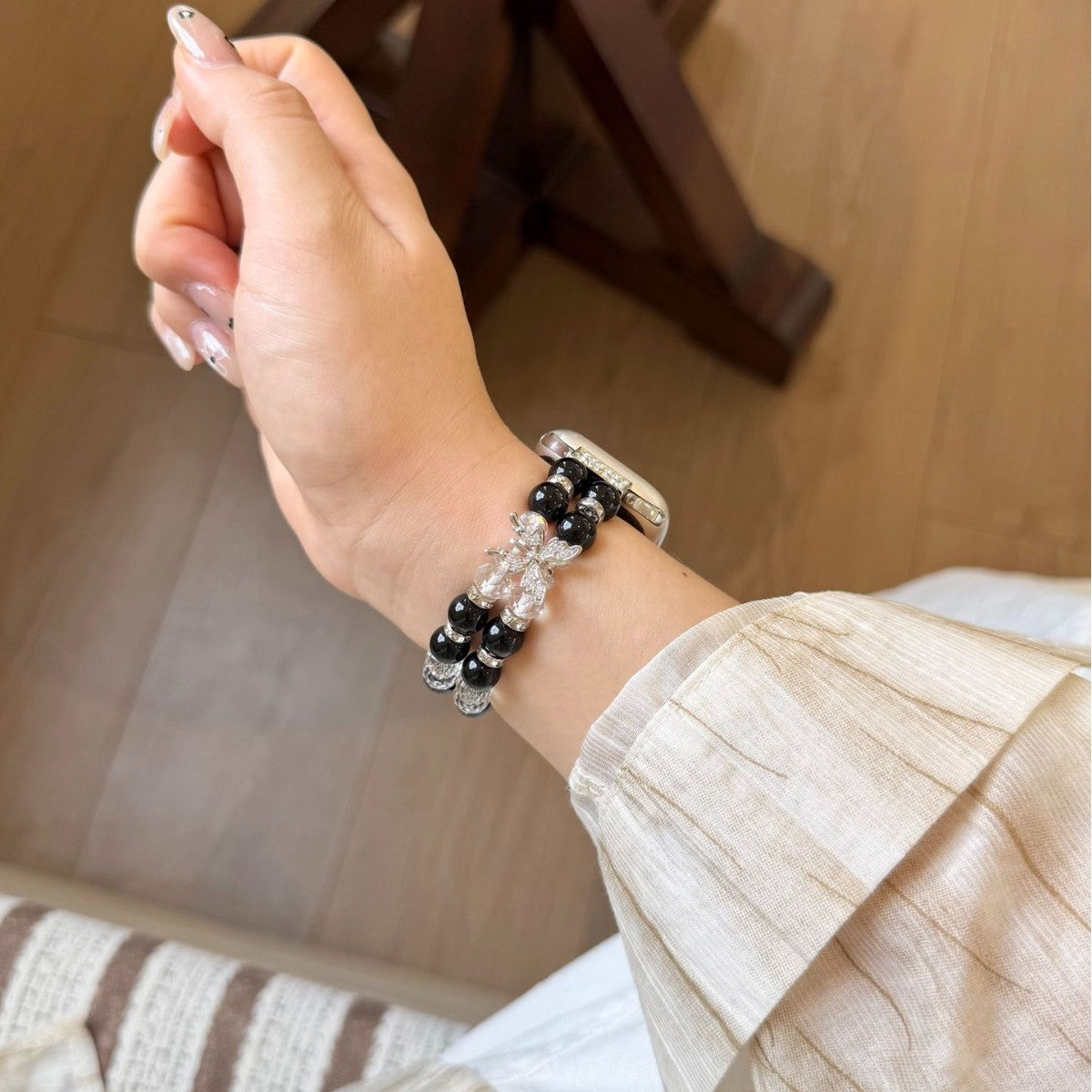 Apple Butterfly Watch Strap In Dyed Black For Smartwatch