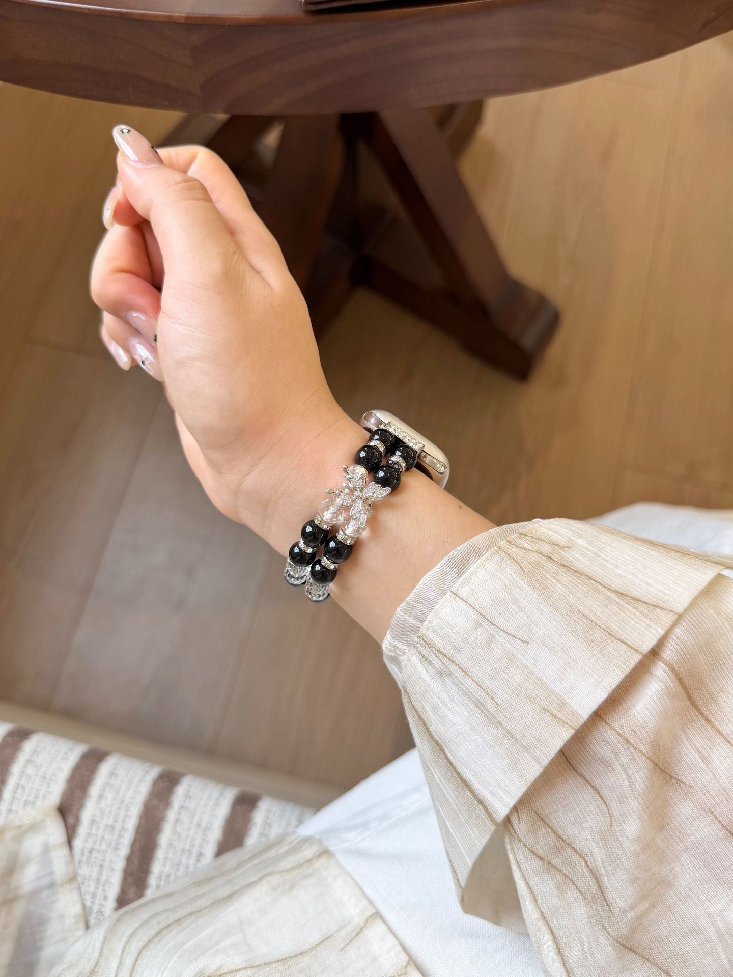 Apple Butterfly Watch Strap In Dyed Black For Smartwatch