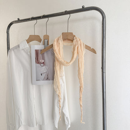 Solid Color Scarf For Women In White, Made Of Polyester, Suitable For Autumn And Winter