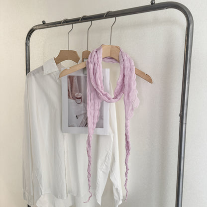 Solid Color Scarf For Women In White, Made Of Polyester, Suitable For Autumn And Winter
