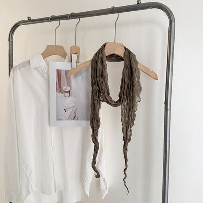 Solid Color Scarf For Women In White, Made Of Polyester, Suitable For Autumn And Winter