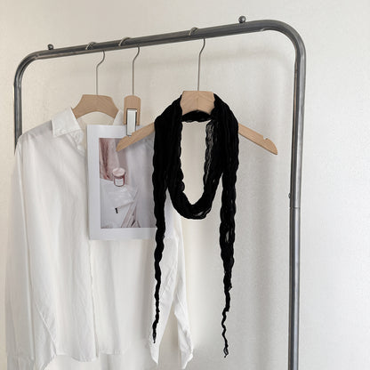 Solid Color Scarf For Women In White, Made Of Polyester, Suitable For Autumn And Winter