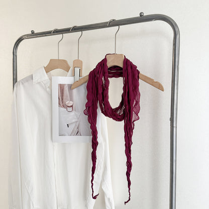 Solid Color Scarf For Women In White, Made Of Polyester, Suitable For Autumn And Winter
