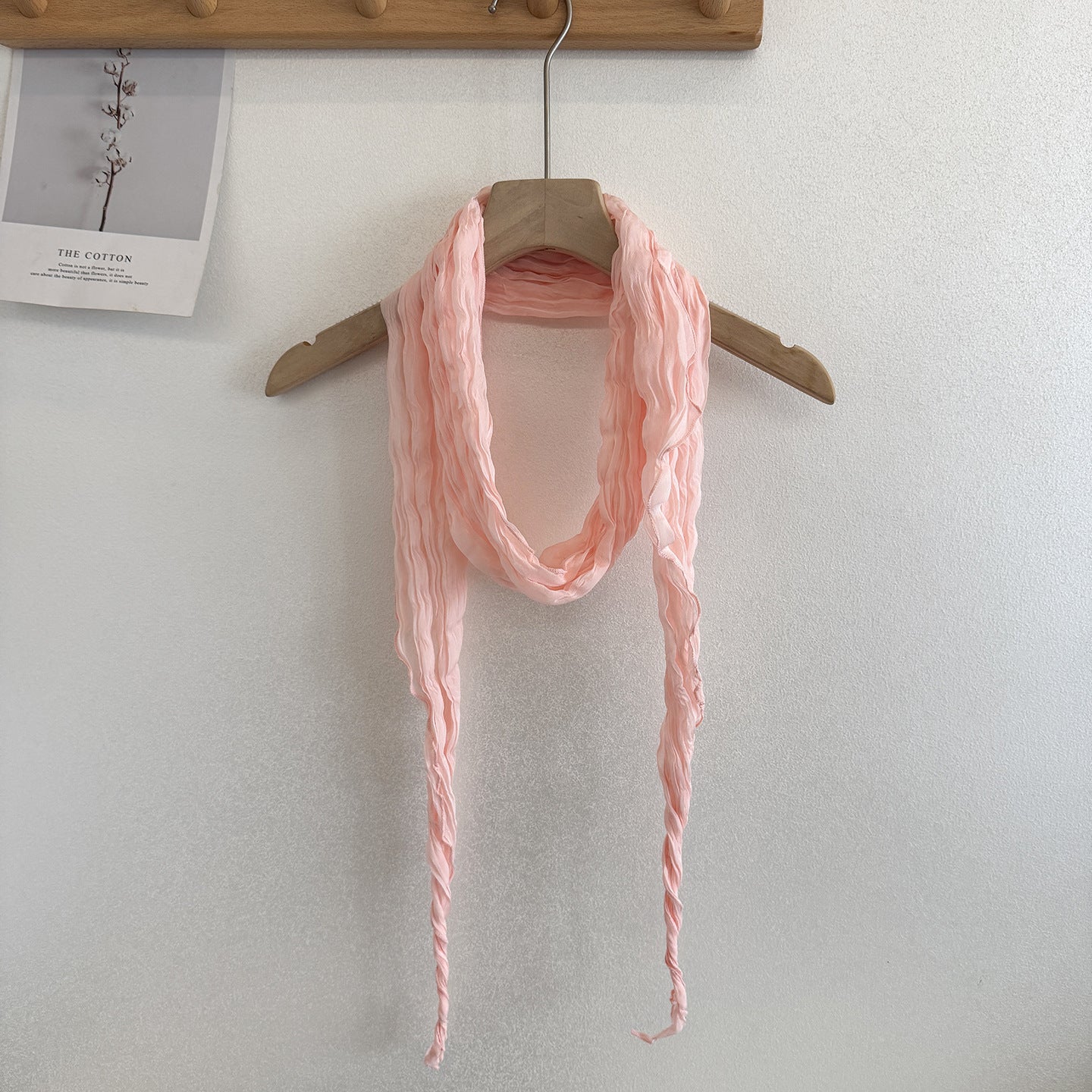 Solid Color Scarf For Women In White, Made Of Polyester, Suitable For Autumn And Winter
