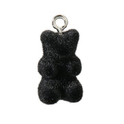 10 Black Double-sided Flocked Bear Pendants