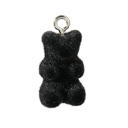 10 PCS Little Bear Plastic Pendants With Resin Inlay Featuring Flocking Craft For Jewelry Making