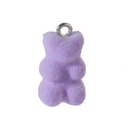 10 Purple Double-sided Flocked Bear Pendants