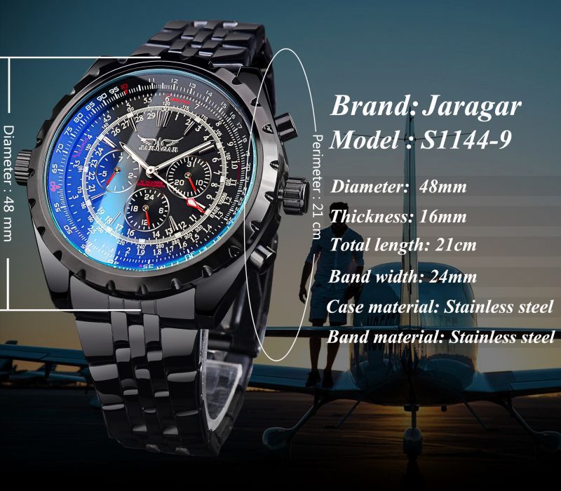 Men's Mechanical Watch With Stainless Steel Strap And Single Folding Buckle Featuring Round Dial And Tempered Glass Mirror