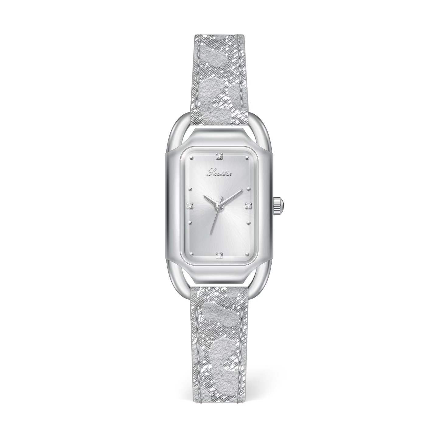 Women's Square Quartz Watch With Genuine Leather Strap And Pin Buckle, Featuring Tempered Glass Mirror