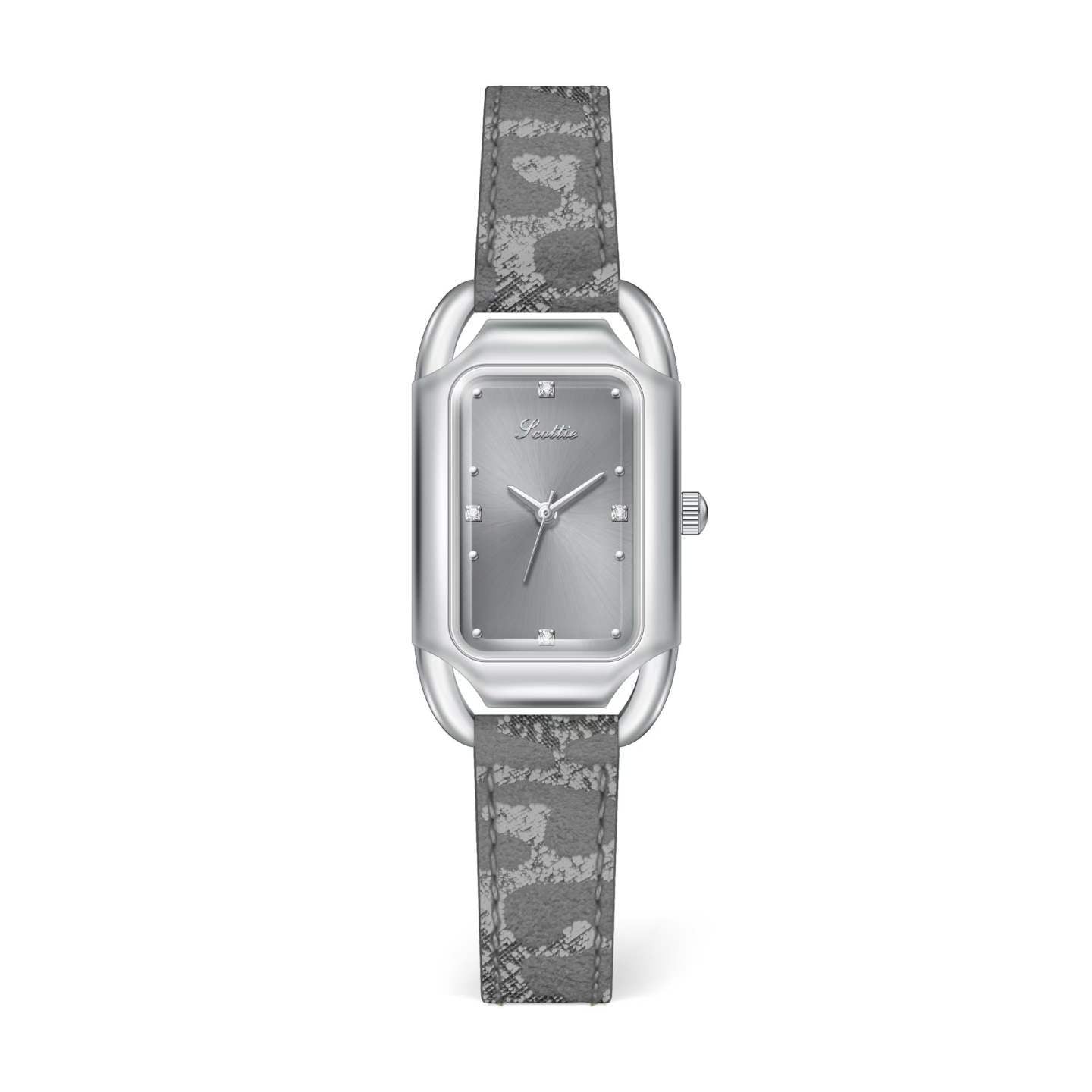 Women's Square Quartz Watch With Genuine Leather Strap And Pin Buckle, Featuring Tempered Glass Mirror
