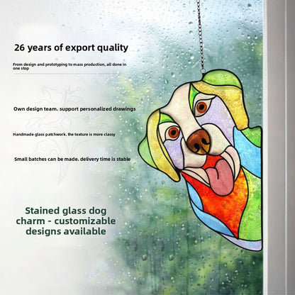 Glass Pendant Hanging Ornament With Dog Pattern, Perfect Valentine's Day Home Textile Decor