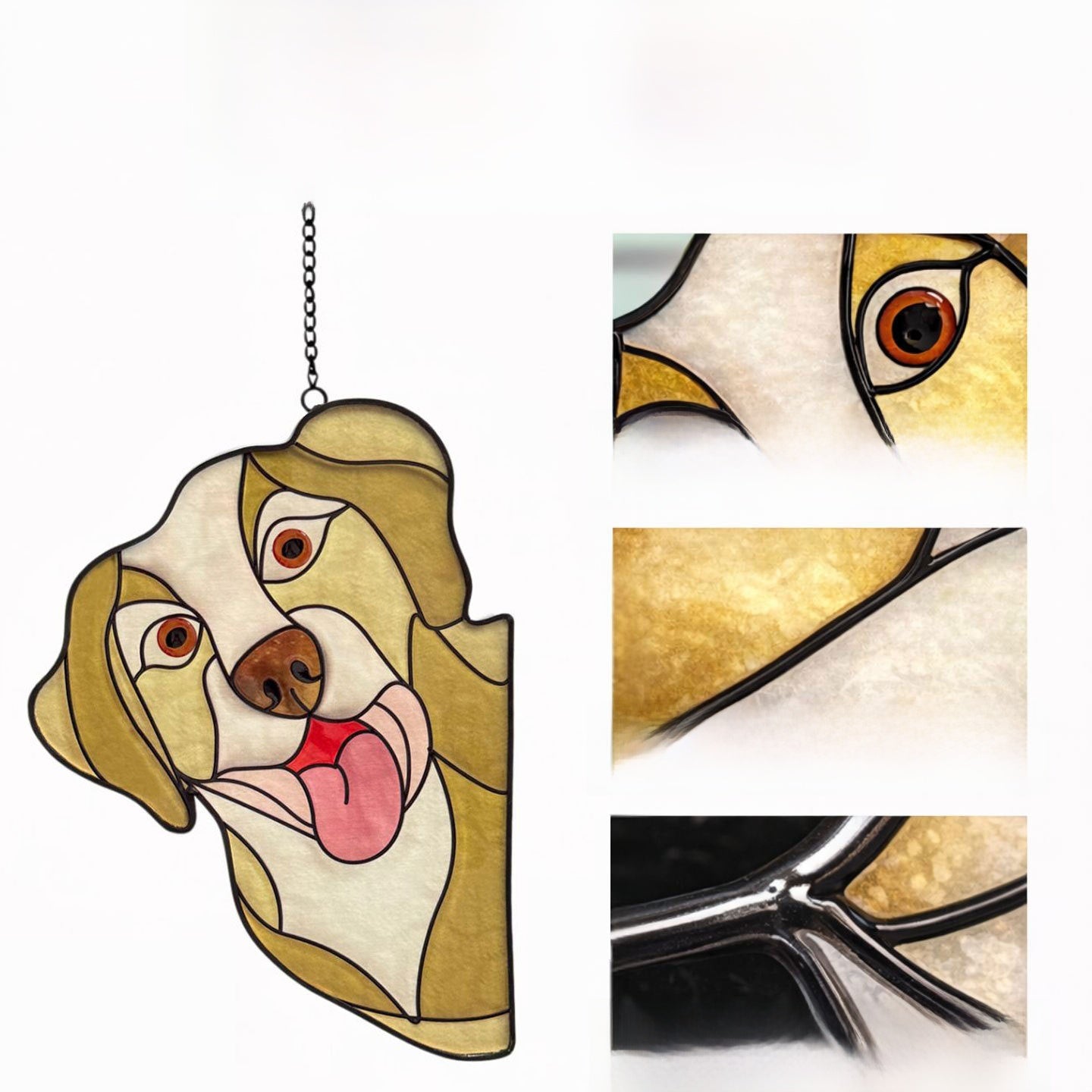 Glass Pendant Hanging Ornament With Dog Pattern, Perfect Valentine's Day Home Textile Decor