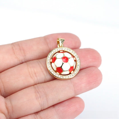 Sweet Football Copper Pendant With Electroplated Finish, Perfect Jewelry Accessory For Football World Cup
