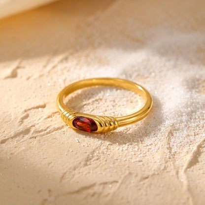 Geometric Electroplated Rings For Women In 304 Stainless Steel With 18K Real Gold PVD Coating And Shell Inlay