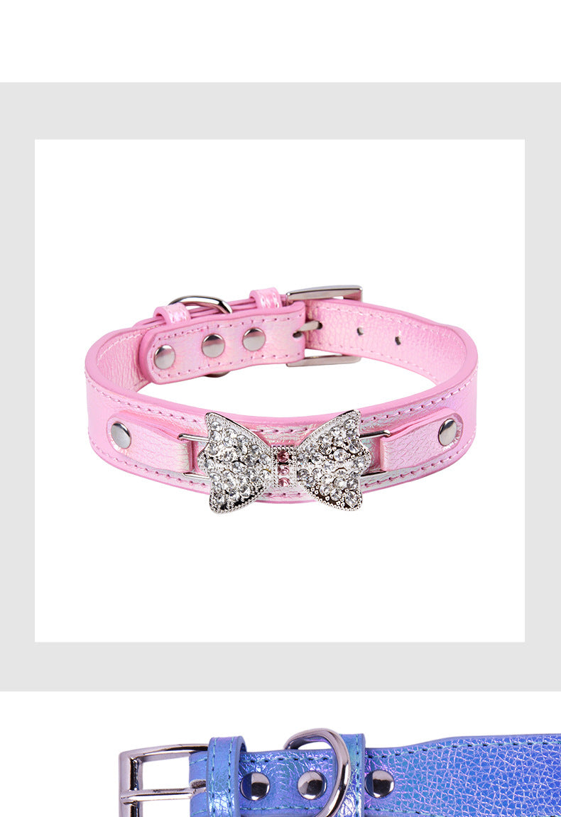 Birthday Bow Tie Pet Collar In PU Leather For All Seasons, Stylish And Comfortable Accessory