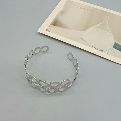 Geometric Punk Gold Bangle Featuring Electroplated Metal Craftsmanship