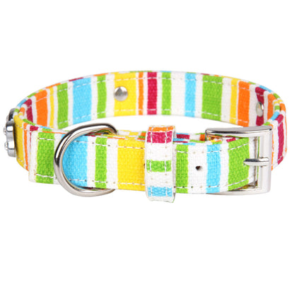 Rainbow Halloween Pet Collar In Durable Canvas, Suitable For All Seasons