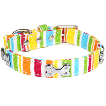 Rainbow Halloween Pet Collar In Durable Canvas, Suitable For All Seasons