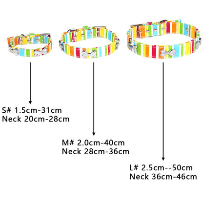 Rainbow Halloween Pet Collar In Durable Canvas, Suitable For All Seasons