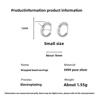 Silver Circle Earrings For Women In S999 Silver, Platinum Plated With Electroplated Finish