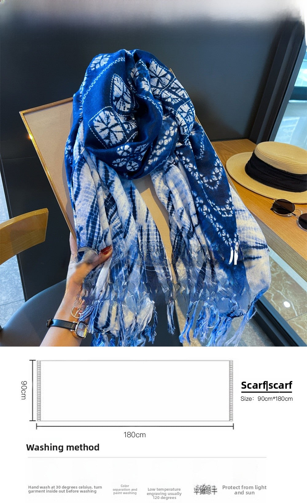 Women’s Tie Dye Cotton And Linen Shawl Scarf In Ombre, Perfect For Spring