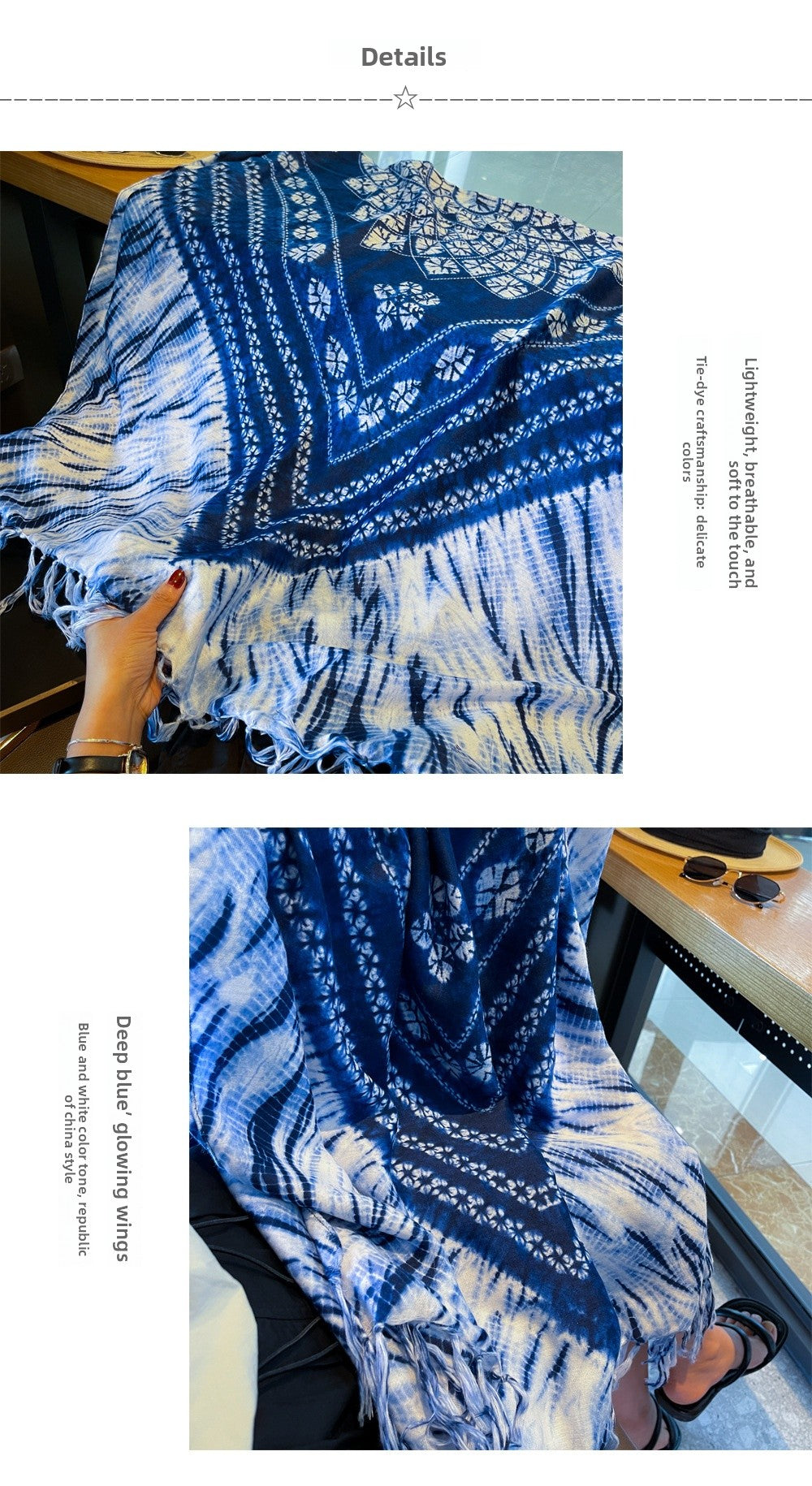 Women’s Tie Dye Cotton And Linen Shawl Scarf In Ombre, Perfect For Spring