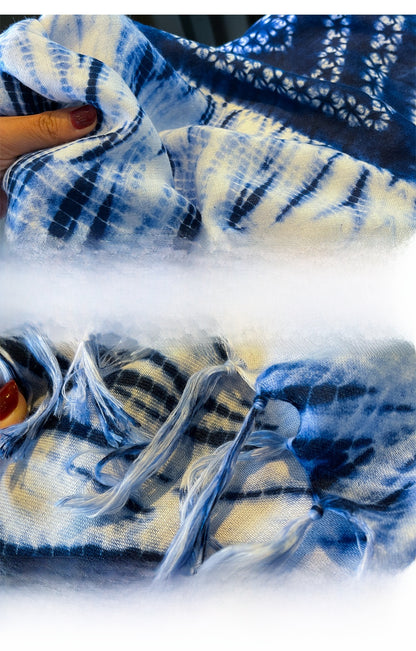 Women’s Tie Dye Cotton And Linen Shawl Scarf In Ombre, Perfect For Spring