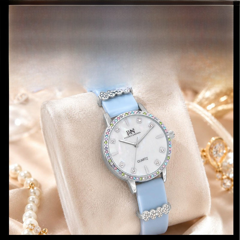 Women’s Quartz Watch With Silica Gel Strap, Round Dial Featuring Tempered Glass And Pointer Display, Pin Buckle