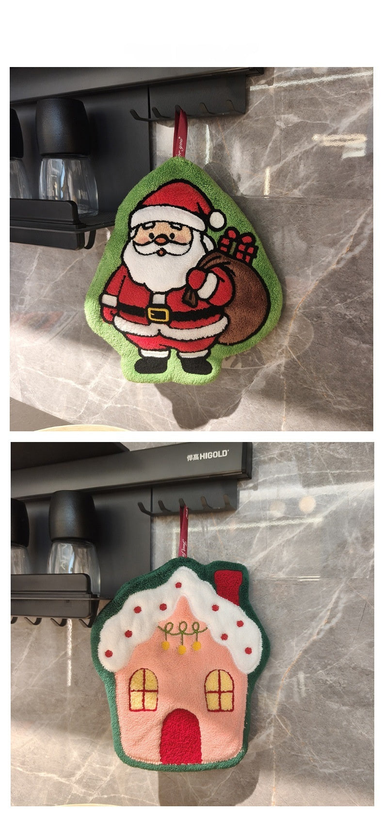 Christmas Coral Fleece Towels Featuring Santa Claus Pattern, Perfect For Holiday Hand Drying