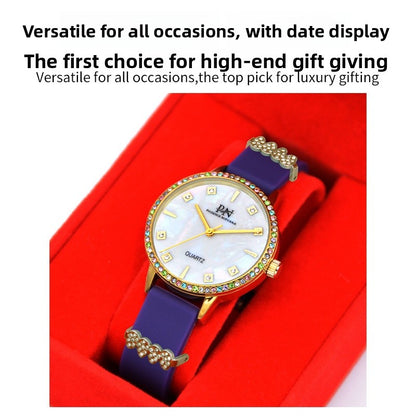 Women’s Quartz Watch With Silica Gel Strap, Round Dial Featuring Tempered Glass And Pointer Display, Pin Buckle