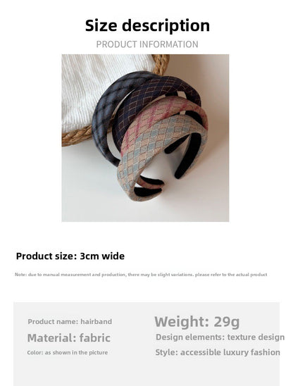 Oval Hair Band For Women In Navy Blue, Made Of Cloth, Perfect For Autumn