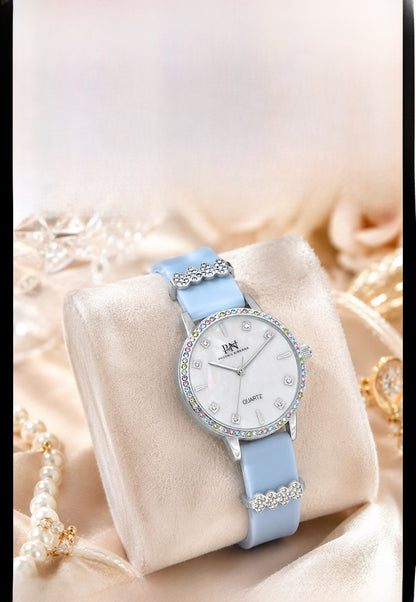 Women’s Quartz Watch With Silica Gel Strap, Round Dial Featuring Tempered Glass And Pointer Display, Pin Buckle
