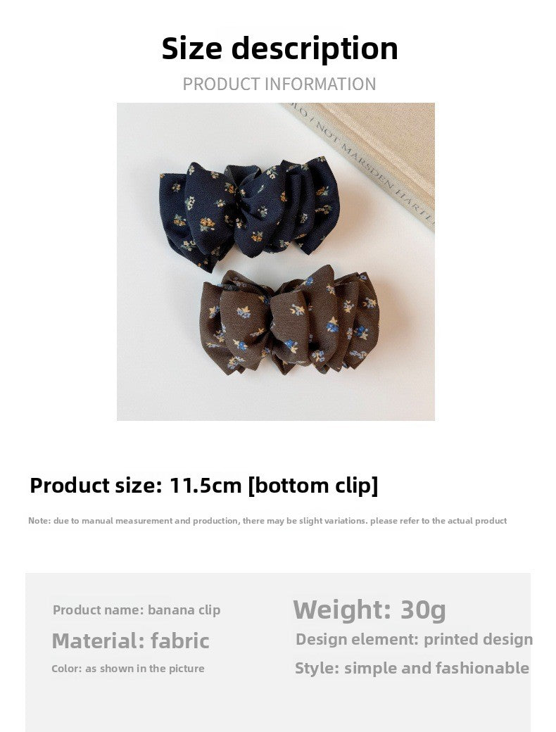Sweet Ditsy Floral Banana Clip Hairpin For Women In Coffer Cloth