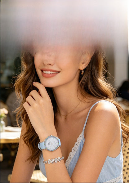 Women’s Quartz Watch With Silica Gel Strap, Round Dial Featuring Tempered Glass And Pointer Display, Pin Buckle