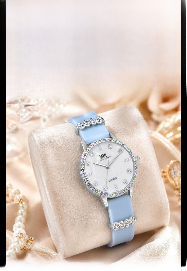 Women’s Quartz Watch With Silica Gel Strap, Round Dial Featuring Tempered Glass And Pointer Display, Pin Buckle