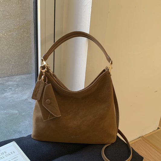 Women's Genuine Leather Square Tote Bag With Sewing Thread Detail, Single Shoulder Strap, Perfect For Winter