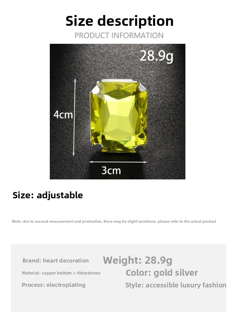 Simple Style Adjustable Square Ring For Women In Alloy Material