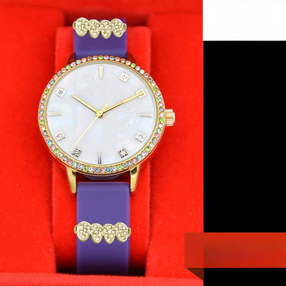 Women’s Quartz Watch With Silica Gel Strap, Round Dial Featuring Tempered Glass And Pointer Display, Pin Buckle