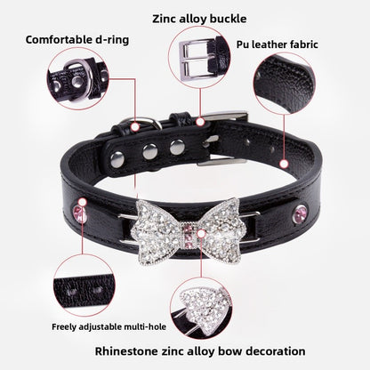 Birthday Bow Tie Pet Collar In PU Leather For All Seasons, Stylish And Comfortable Accessory