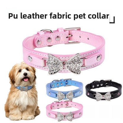 Birthday Bow Tie Pet Collar In PU Leather For All Seasons, Stylish And Comfortable Accessory