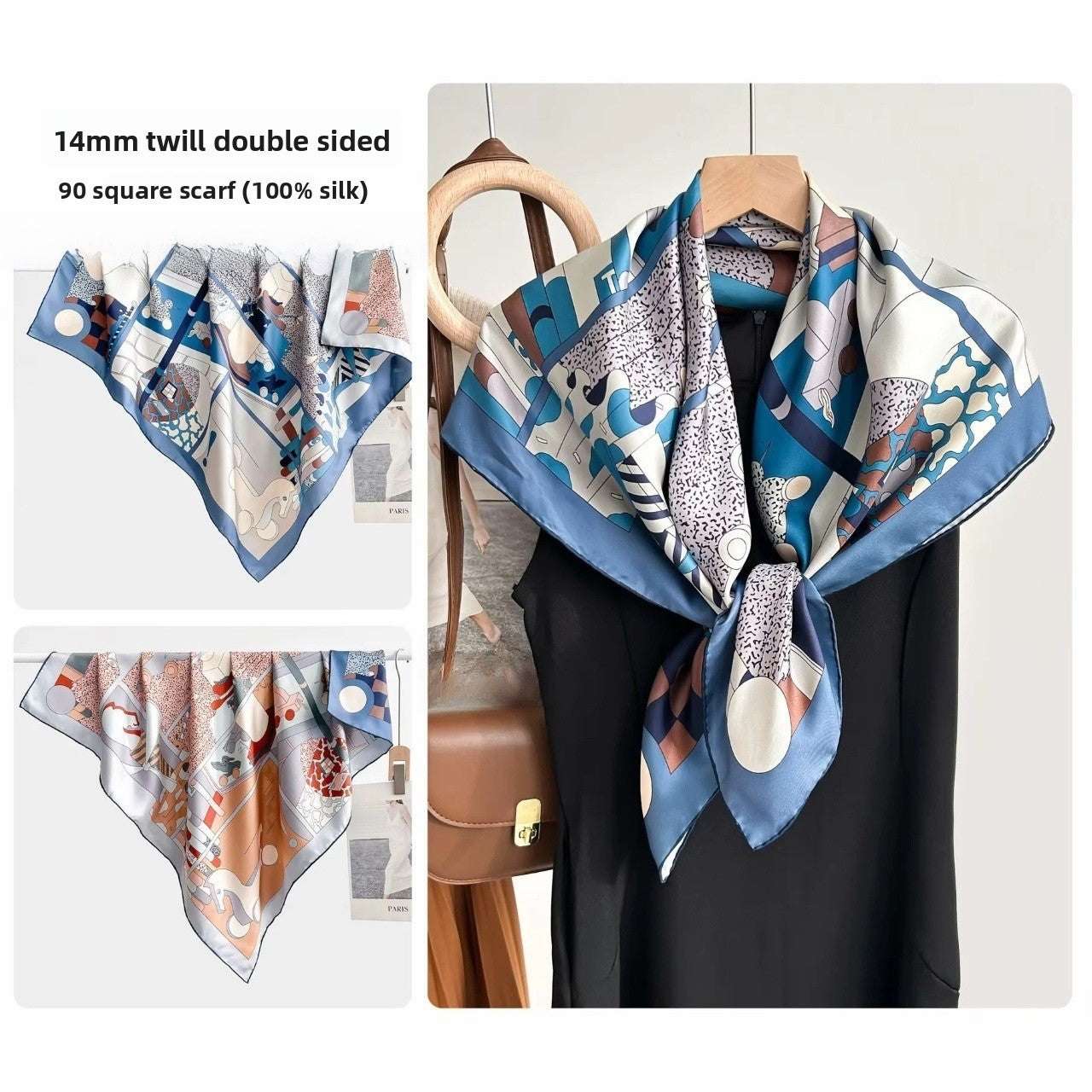Women’s Silk Plant Pattern Scarf In Multicolor, Suitable For All Seasons