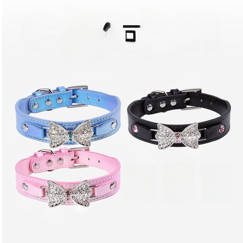 Birthday Bow Tie Pet Collar In PU Leather For All Seasons, Stylish And Comfortable Accessory