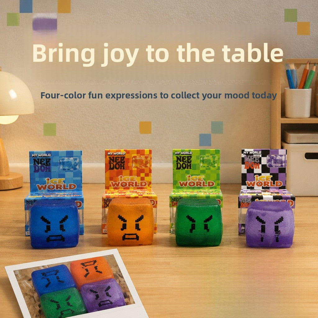 Rubik's Cube Squishy Toy Made Of Soft TPR Material In Blue, Perfect Stress Relief Toy