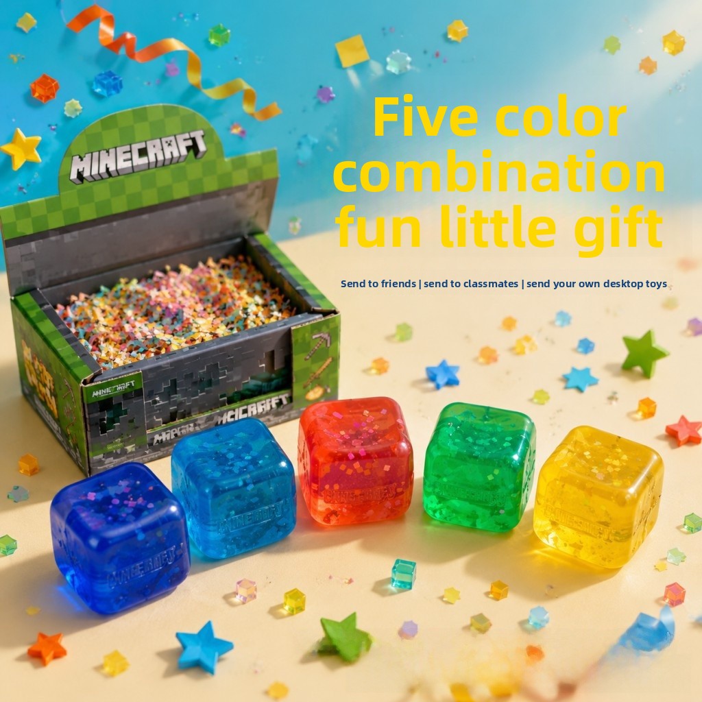 Geometric Squishy Toy Made Of Plastic With Sequins, Available In Yellow For Stress Relief