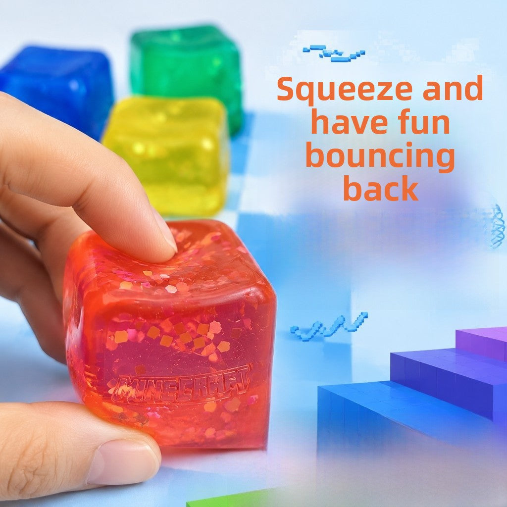 Geometric Squishy Toy Made Of Plastic With Sequins, Available In Yellow For Stress Relief